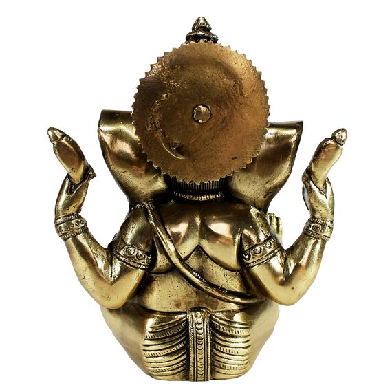 eSplanade Ganesha aus Messing, Antik-Finish, 20,3 cm, Pooja Puja Ganesha Idol, 8" Ganesh, Goldfarben