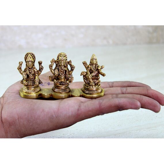 ESPLANADE - Laxmi Ganesh Saraswati Idol - 5,1 cm Höhe | Ganesha Lakshmi Religiöse Figur Hindu-Gott Skulptur Murti Statue | Diwali / Arbeitsplatz / Büro