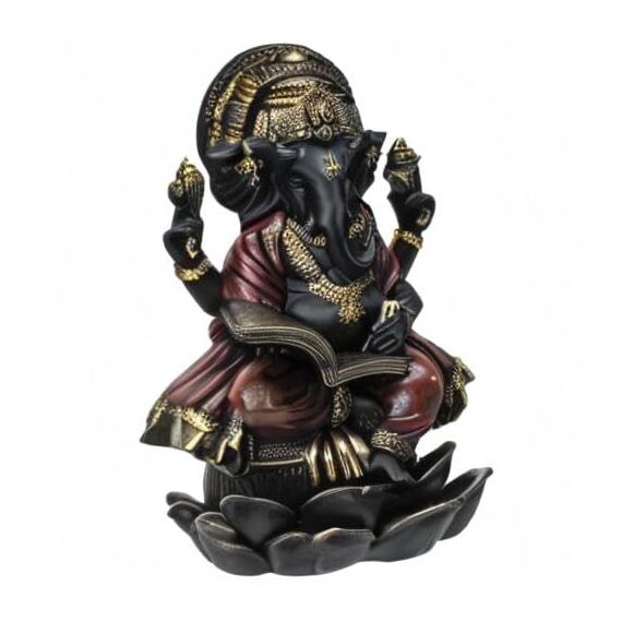 Pacific Giftware Ganesha Figur schwarz - Schreibt in Buch der Erkenntnis | Buddha Statue Deko