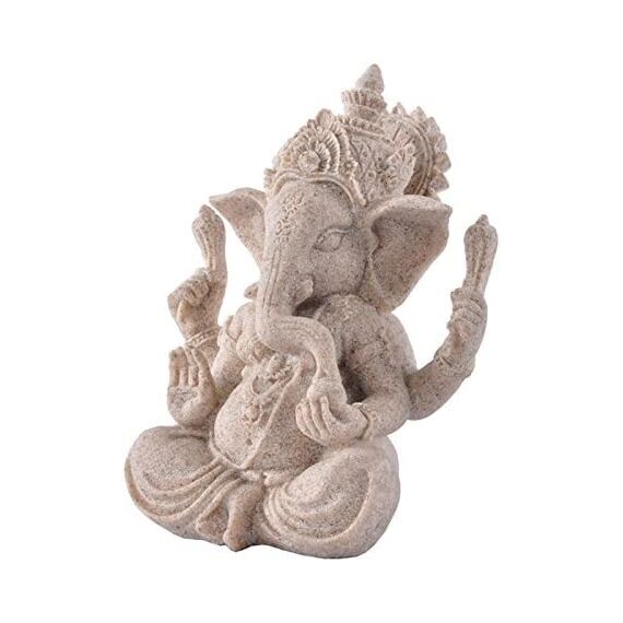 Yikko Ganesha Buddha Statue, Sandstein Elefant Statue Handgemachte Skulptur für Meditation Heimdekoration Geschenk Ornamente