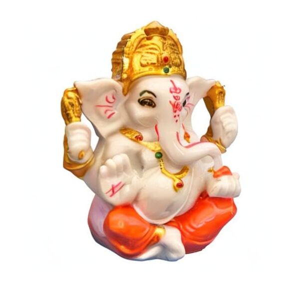 Satre Online and Marketing Big Ganesha Idol Pagdi Statue 4 Zoll Mehrfarbig
