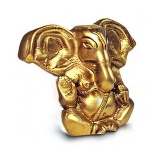OSNICA Ganesh Ganpati Messingstatue, indische handgefertigte religiöse Skulptur von Ganesha, Antik-Look, massives Messing, Artefakt, Vintage, dekorativ, wertvoll