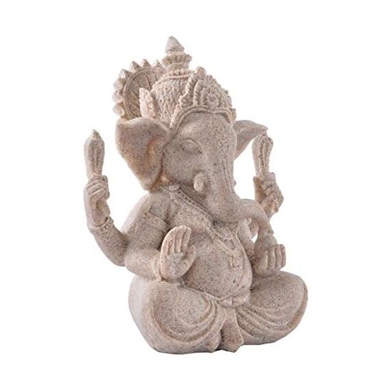 Yikko Ganesha Buddha Statue, Sandstein Elefant Statue Handgemachte Skulptur für Meditation Heimdekoration Geschenk Ornamente