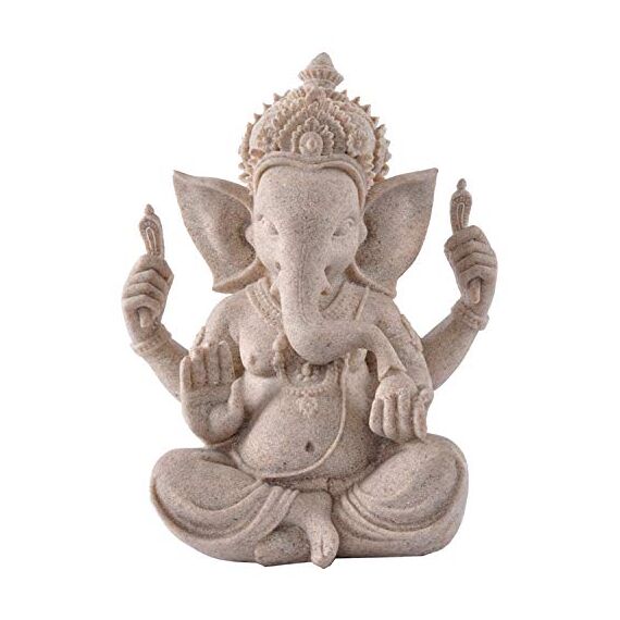 Yerdos Buddha-Statue, Sandstein, Ganesha-Statuen, handgefertigt, Ganesha-Idol für Auto, Hindu-Statuen, Ganesha-Idol, Budda-Statuen für Heimdekoration, grau, 9 x 7,5 x 6 cm, Mini (SD3)