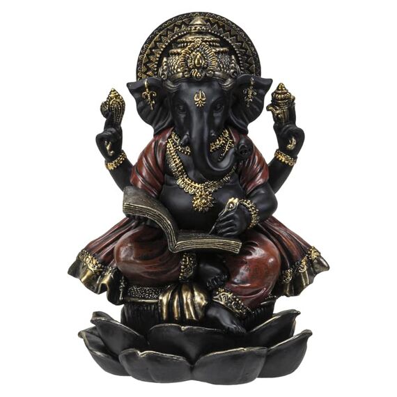 Pacific Giftware Ganesha Figur schwarz - Schreibt in Buch der Erkenntnis | Buddha Statue Deko