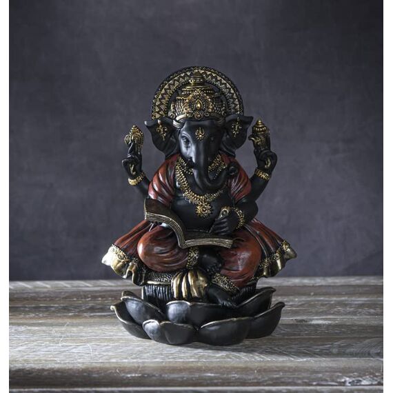 Pacific Giftware Ganesha Figur schwarz - Schreibt in Buch der Erkenntnis | Buddha Statue Deko