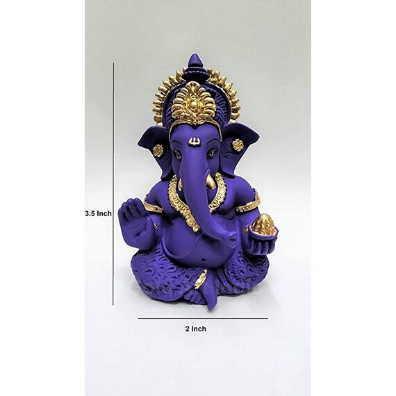Gold Art India Schöne Terrakotta-Ganesha in Violett – eine festliche und verheißungsvolle Ergänzung für Ihr Zuhause oder Auto (MukutVioletTerra)