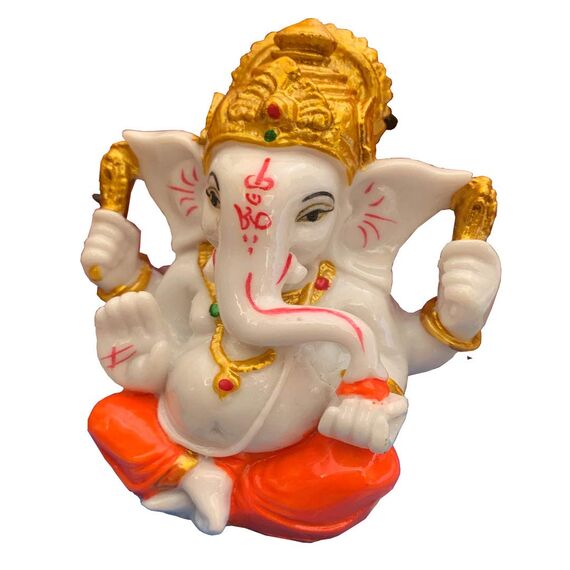 Satre Online and Marketing Big Ganesha Idol Pagdi Statue 4 Zoll Mehrfarbig