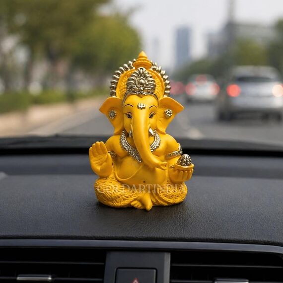 Gold Art India Mango Terrakotta-Finish Ganesha für Auto Armaturenbrett Home Decor Geschenk Diwali Geburtstag Festivals 8,9 x 5,1 cm