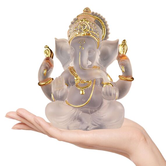 Gcroet 1pc Lord Ganesha Statuen 5.51 H Weißer Harz Elefant Gott Figuren Indische Ganesha -Idol Figur für Innen-