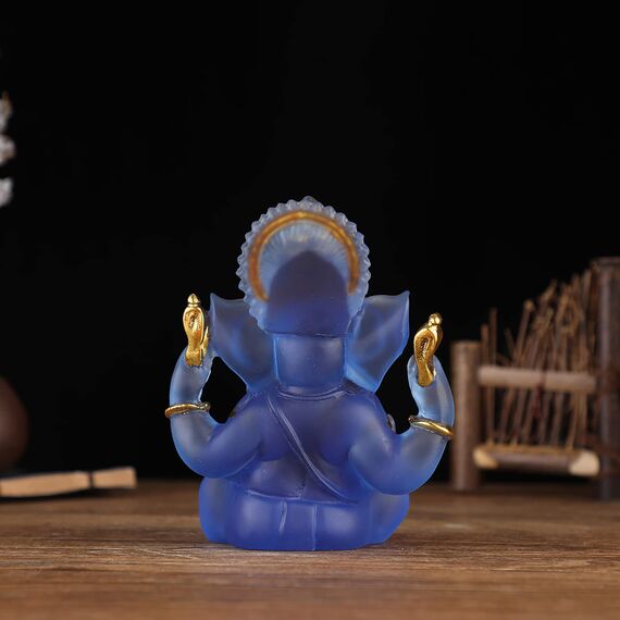 NNYCC Ganesha Figur 14cm Harz Kristall Deko Hindu Elefant Gott Lord Buddha Ganesha Geschenk Dekoration,Blau