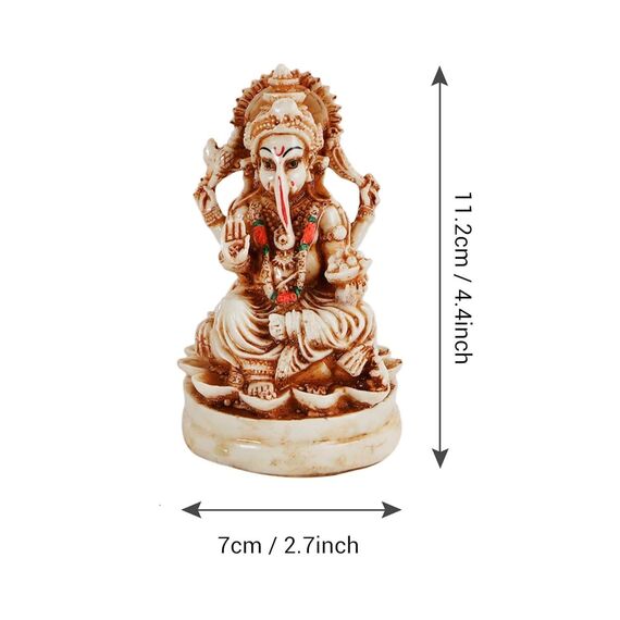 TIED RIBBONS 4.5 Inch Lakshmi Ganesha Statue for Diwali Puja Decorations at Home | Laxmi Ganesh Murti | Handmade Printed Clay Lord Ganesha & Lakshmi Idol | Diwali Decorations for House