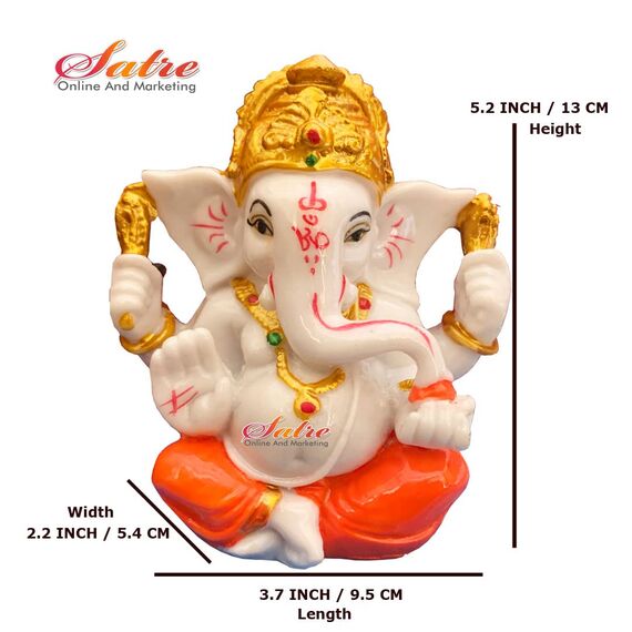 Satre Online and Marketing Big Ganesha Idol Pagdi Statue 4 Zoll Mehrfarbig