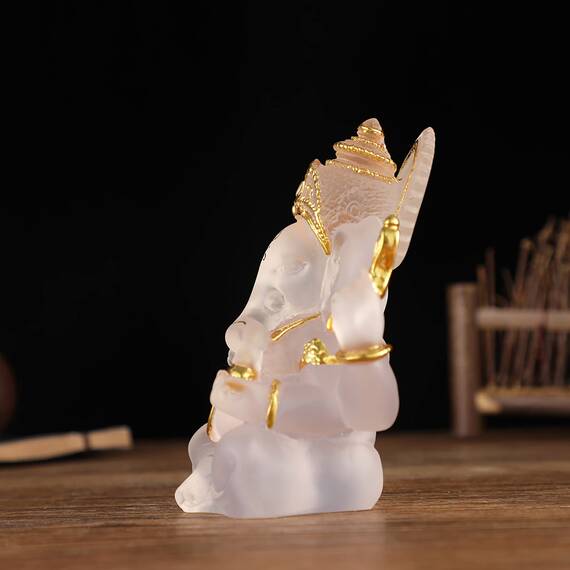 NNYCC Ganesha Figur 14cm Harz Kristall Deko Hindu Elefant Gott Lord Buddha Ganesha Geschenk Dekoration,Clear