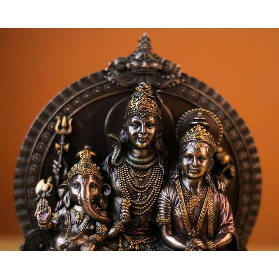 Purpledip Mahadev Familie mit shivji Parvati Ganesha Statue Hindu Gott Figur Decor Geschenk (10825)