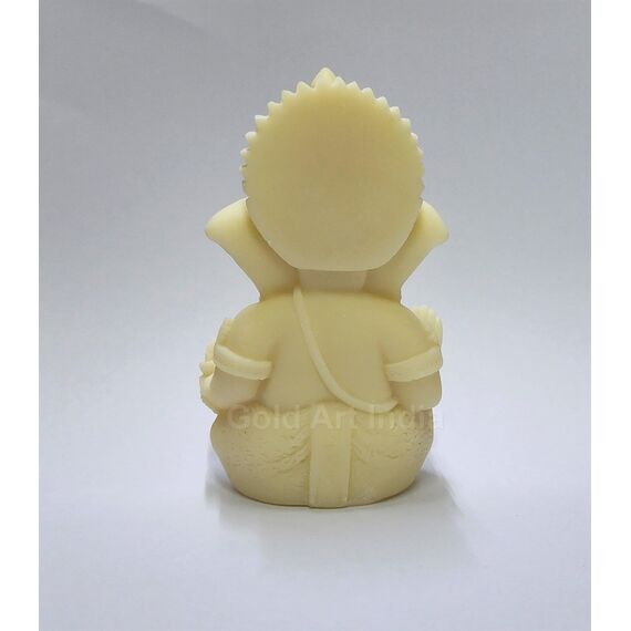 Gold Art India 3D Elfenbeinfarbenes Ganesha-Idol für das Armaturenbrett, kleines Ganesha Murti Ganpati Idol für Heimdekoration, Puja Lord Ganesha-Statue, Geschenk für Büro, Schreibtisch, Puja