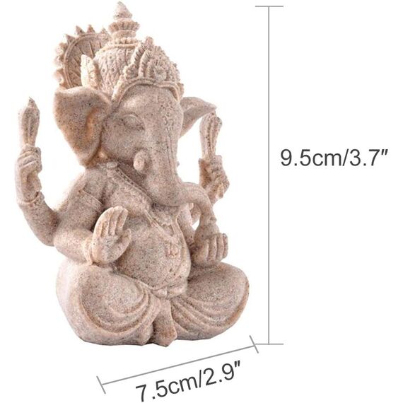 Yikko Ganesha Buddha Statue, Sandstein Elefant Statue Handgemachte Skulptur für Meditation Heimdekoration Geschenk Ornamente