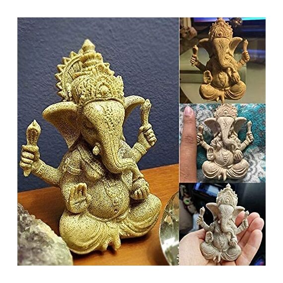 Yikko Ganesha Buddha Statue, Sandstein Elefant Statue Handgemachte Skulptur für Meditation Heimdekoration Geschenk Ornamente