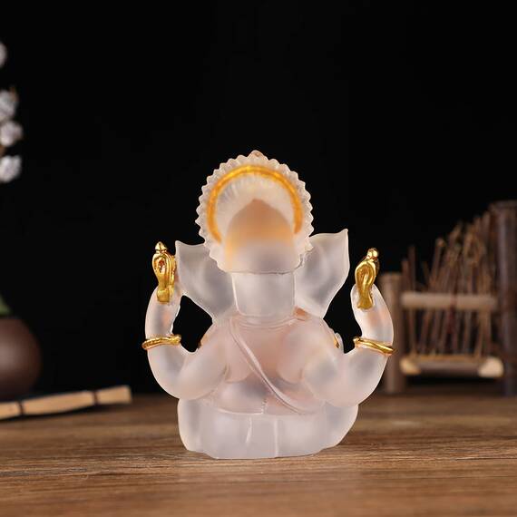 NNYCC Ganesha Figur 14cm Harz Kristall Deko Hindu Elefant Gott Lord Buddha Ganesha Geschenk Dekoration,Clear