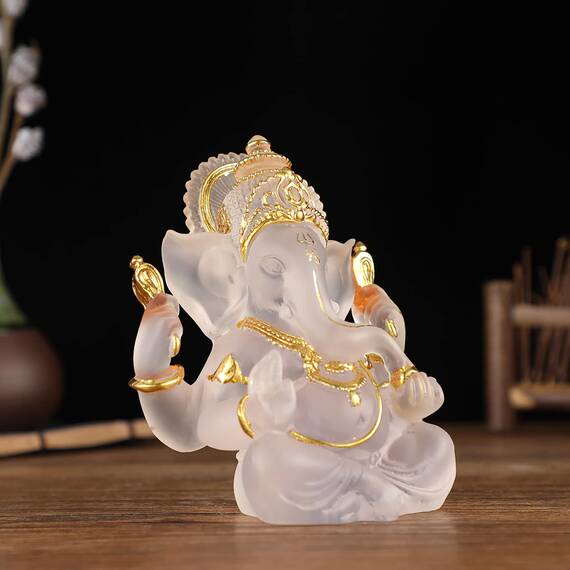 NNYCC Ganesha Figur 14cm Harz Kristall Deko Hindu Elefant Gott Lord Buddha Ganesha Geschenk Dekoration,Clear