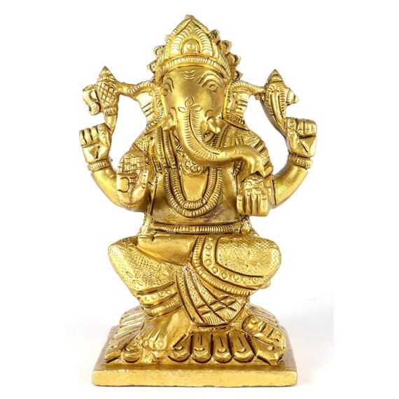 ASHIRWAD Shri Ganesha Idol für Zuhause, Statue des Hindu-Gottes, Messing (Shri Ganesh-013)