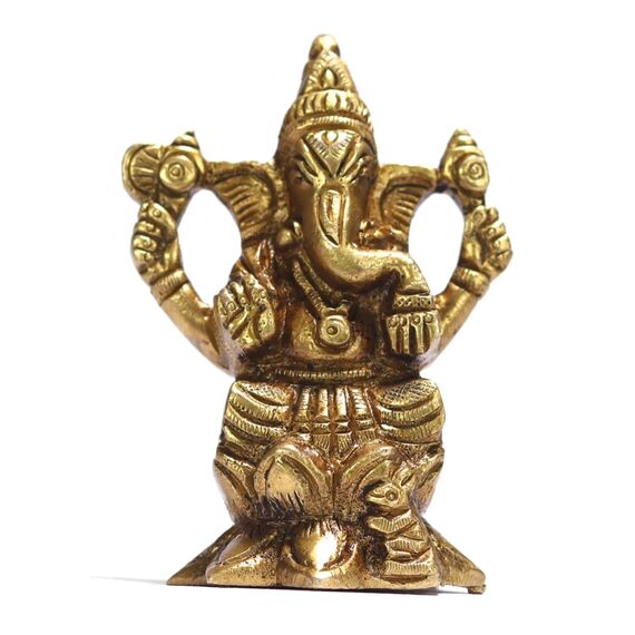 ASHIRWAD Messing Lord Ganesha Idol Statue für Zuhause Hindu-Gott Ganpati Bappa Vinayaka Pital Metal Murti (Ganesh-41)