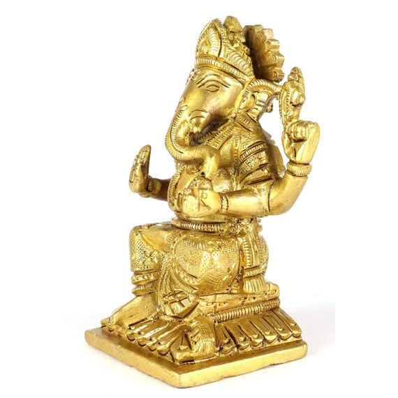 ASHIRWAD Shri Ganesha Idol für Zuhause, Statue des Hindu-Gottes, Messing (Shri Ganesh-013)