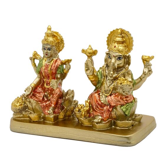 alikiki Hindu-Lord Ganesha Lakshmi Statue - Indischer Gott Laxmi Ganesh Murti Artikel Home Tempel Puja Pooja Idol Diwali Geschenk - Indien Tischtisch Ganpati Skulpturen