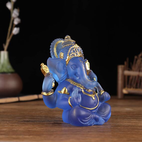 NNYCC Ganesha Figur 14cm Harz Kristall Deko Hindu Elefant Gott Lord Buddha Ganesha Geschenk Dekoration,Blau