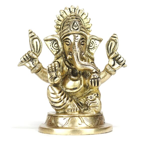 ASHIRWAD Ganesh-07 Ganesha-Idol-Statue aus Messing, für Zuhause, Hindu-Gott, Ganpati, Bappa, Vinayaka Murti, Ganesh-07