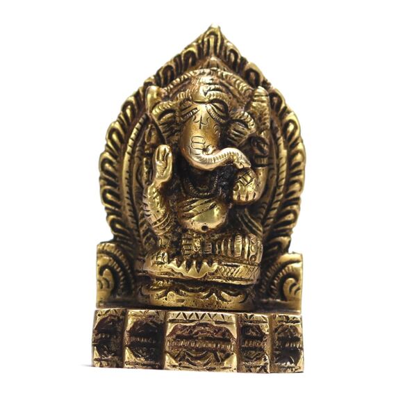 ASHIRWAD Messing Lord Ganesha Idol Statue für Zuhause Hindu-Gott Ganpati Bappa Vinayaka Pital Metal Murti (Ganesh-40)