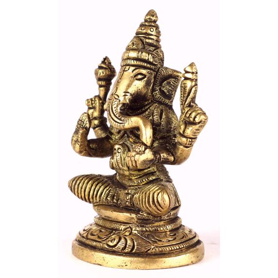 ASHIRWAD Messingstatue Lord Ganesha Idol für Zuhause Hindu-Gott Ganpati Bappa Vinayaka Murti (Ganesh-18)