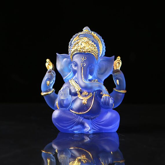 NNYCC Ganesha Figur 14cm Harz Kristall Deko Hindu Elefant Gott Lord Buddha Ganesha Geschenk Dekoration,Blau