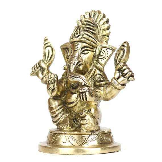 ASHIRWAD Ganesh-07 Ganesha-Idol-Statue aus Messing, für Zuhause, Hindu-Gott, Ganpati, Bappa, Vinayaka Murti, Ganesh-07