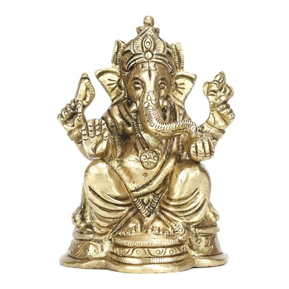 ASHIRWAD Messingstatue Lord Ganesha Idol für Zuhause Hindu-Gott Ganpati Bappa Vinayaka Murti (Ganesh-06)