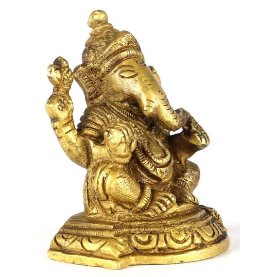 ASHIRWAD Messing Lord Ganesha Idol Statue für Zuhause Hindu-Gott Ganpati Bappa Vinayaka Murti (Ganesh-19)