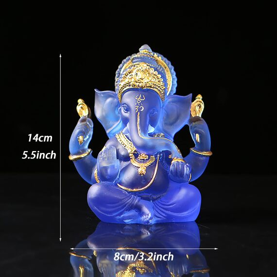 NNYCC Ganesha Figur 14cm Harz Kristall Deko Hindu Elefant Gott Lord Buddha Ganesha Geschenk Dekoration,Blau