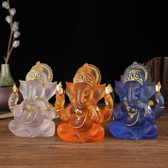 NNYCC Ganesha Figur 14cm Harz Kristall Deko Hindu Elefant Gott Lord Buddha Ganesha Geschenk Dekoration,Blau