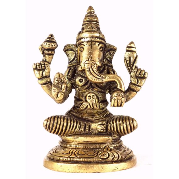ASHIRWAD Messingstatue Lord Ganesha Idol für Zuhause Hindu-Gott Ganpati Bappa Vinayaka Murti (Ganesh-18)