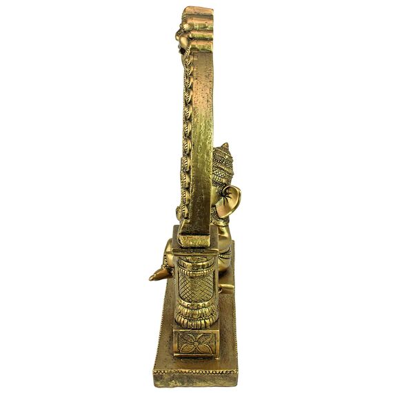 Design Toscano Elefantengott Lord Ganesha schwingt auf Einer Jhoola Hinduistische Statue, Polyresin, Antikes Gold, 25.5 cm