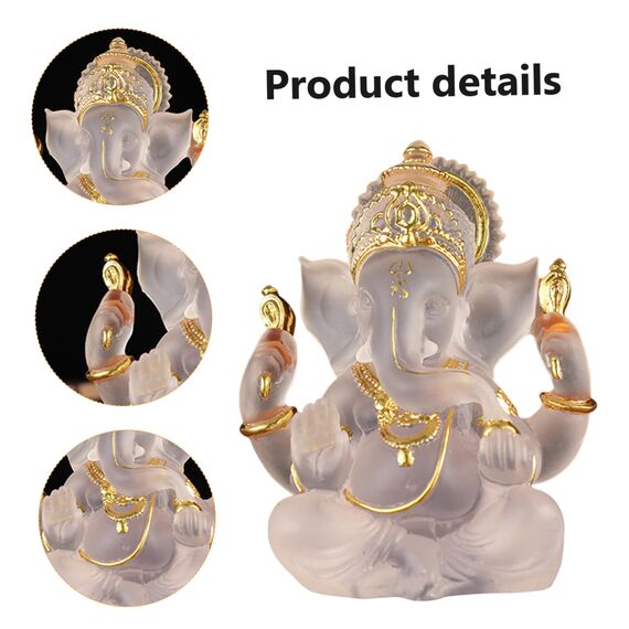 Gcroet 1pc Lord Ganesha Statuen 5.51 H Weißer Harz Elefant Gott Figuren Indische Ganesha -Idol Figur für Innen-