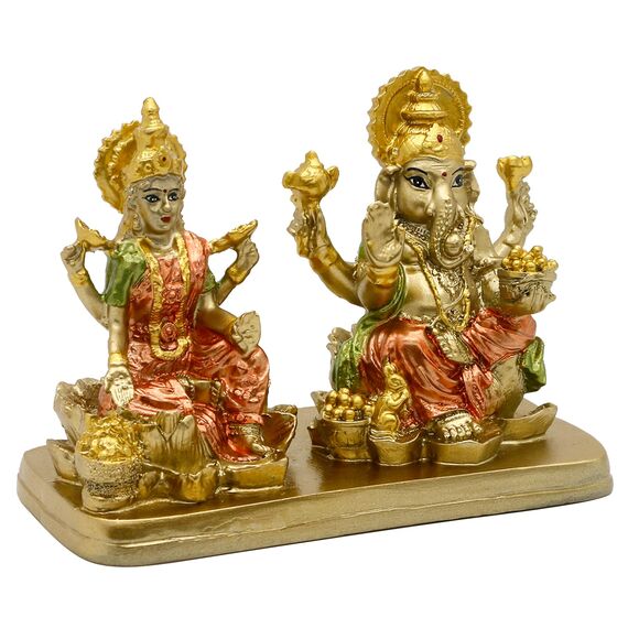 alikiki Hindu-Lord Ganesha Lakshmi Statue - Indischer Gott Laxmi Ganesh Murti Artikel Home Tempel Puja Pooja Idol Diwali Geschenk - Indien Tischtisch Ganpati Skulpturen