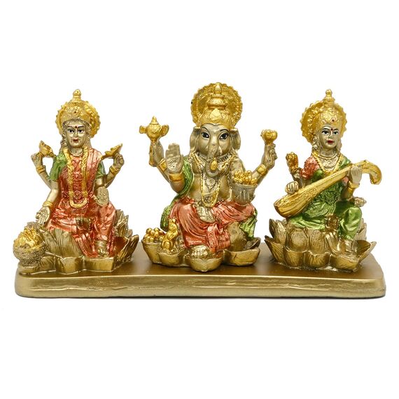 Hindu-Lakshmi Ganesha Saraswati Statue – Laxmi Ganesha Idol für Auto Armaturenbrett Dekor Zuhause Tempel Mandir Pooja Artikel indischer Puja Artikel Diwali Geschenk Meditation Yoga Altar Dekoration