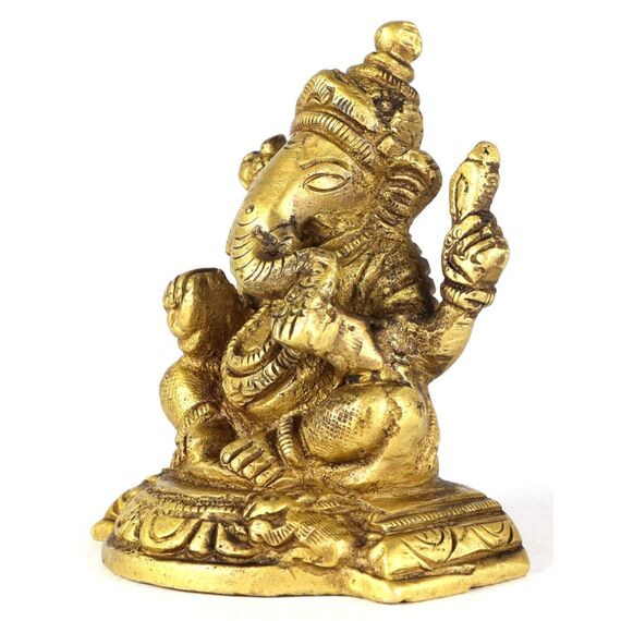 ASHIRWAD Messing Lord Ganesha Idol Statue für Zuhause Hindu-Gott Ganpati Bappa Vinayaka Murti (Ganesh-19)
