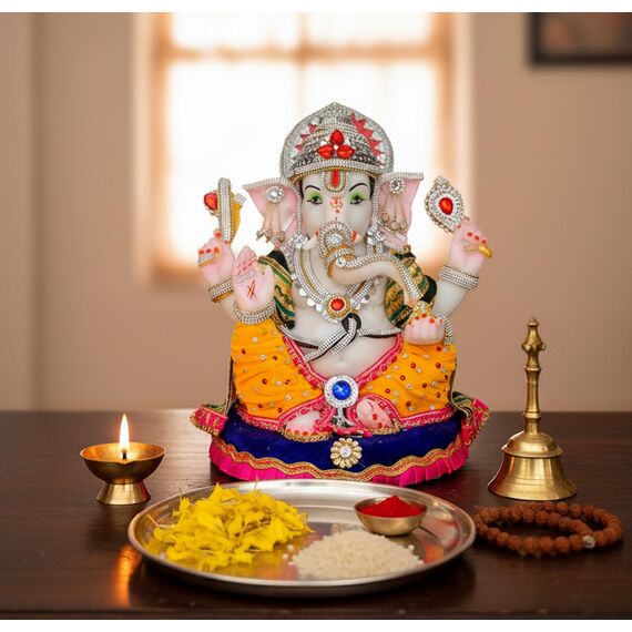 eSplanade Ganesha Ganesha Ganpati Murti Idol Statue Skulptur aus Kunstharz, Pooja-Idole, Heimdekoration, 33,7 cm, große Größe
