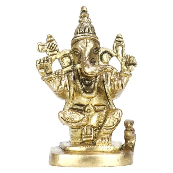 ASHIRWAD Messing Lord Ganesha Idol Statue für Zuhause Hindu-Gott Ganpati Bappa Vinayaka Murti AE000001-08 (Ganesh-08)