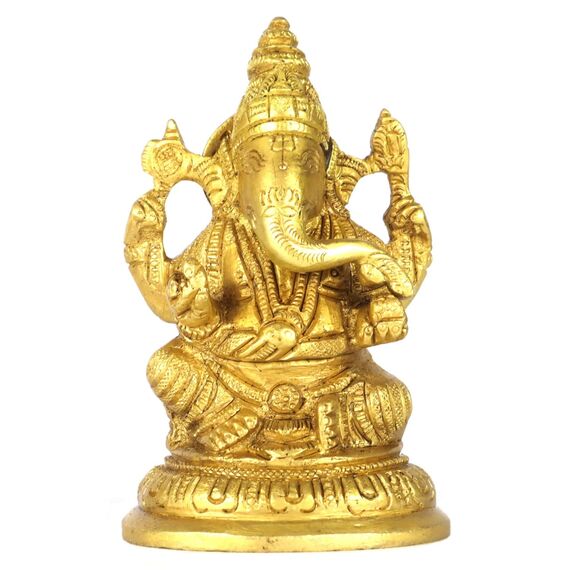 ASHIRWAD Messing Lord Ganesha Idol Statue für Zuhause Hindu-Gott Ganpati Bappa Vinayaka Murti (Ganesh-11)