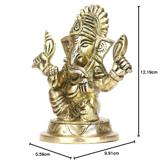 ASHIRWAD Ganesh-07 Ganesha-Idol-Statue aus Messing, für Zuhause, Hindu-Gott, Ganpati, Bappa, Vinayaka Murti, Ganesh-07