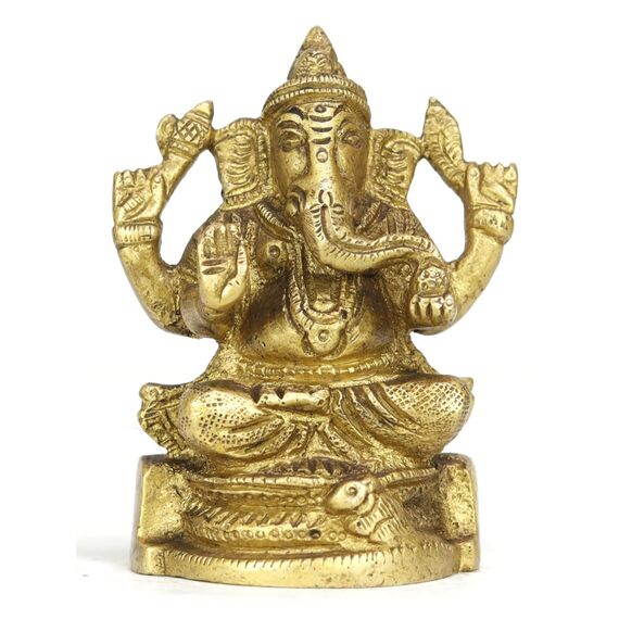 ASHIRWAD Messingstatue Lord Ganesha Idol für Zuhause Hindu-Gott Ganpati Bappa Vinayaka Murti (Ganesh-10)