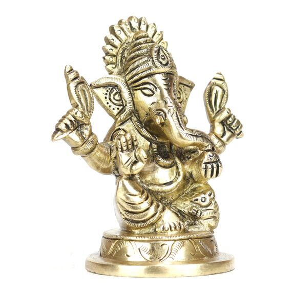 ASHIRWAD Ganesh-07 Ganesha-Idol-Statue aus Messing, für Zuhause, Hindu-Gott, Ganpati, Bappa, Vinayaka Murti, Ganesh-07